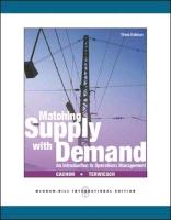 Matching Supply with Demand: An Introduction to Operations Management
