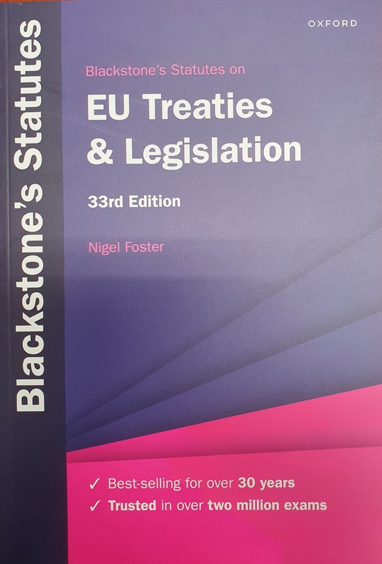 9780192858641 Blackstones Statute Series Blackstones EU Treaties  Legislation