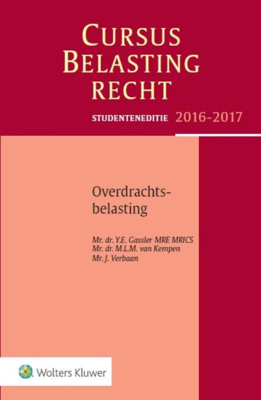 9789013135657 Studenteneditie cursus belastingrecht overdrachtsbelasting 20162017