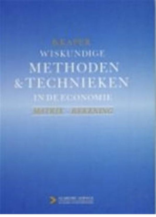 9789052610054 Wiskundige Methoden  Techn in Economie 2 MatrixRekenen