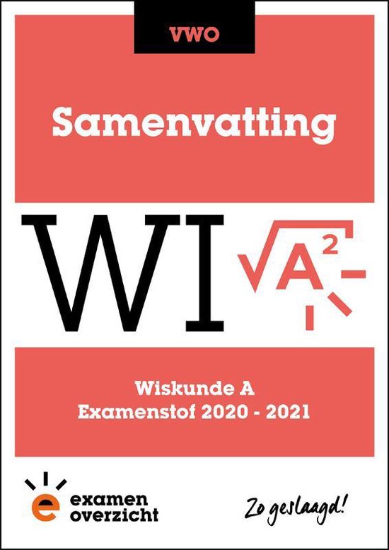 9789493190405 ExamenOverzicht  Samenvatting Wiskunde A VWO